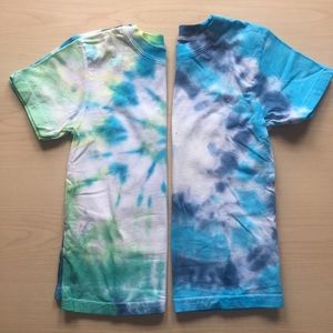 Two boys hand tie dyed shirts